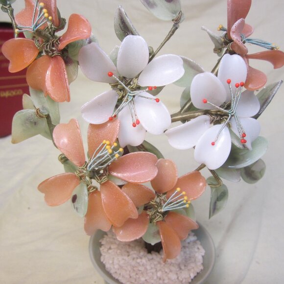 VTG GLASS CHERRY BLOSSOM BONSAI TREE W/JADE COLORED POT - Picture 5 of 6